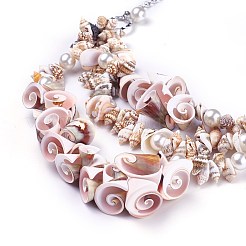 Shell-Lätzchen-Statement-Halsketten&nbsp;X-NJEW-WH0004-01P