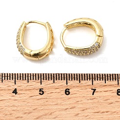 Pendientes de aro ovalados con micropavé de latón y circonitas cúbicas transparentes&nbsp;EJEW-F382-01G