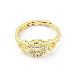 Bagues réglables en laiton avec micro pavé de zircone cubique pour femmes&nbsp;RJEW-I103-036G