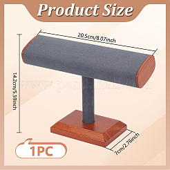 Espositore per braccialetti in legno a forma di T rivestito in finta pelle scamosciata&nbsp;BDIS-WH0007-07B