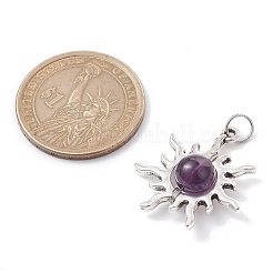 5 pendentif rond en pierre naturelle mélangée&nbsp;PALLOY-JF02473-S