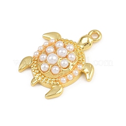 Pendentifs tortue en laiton ABS imitation perle&nbsp;KK-I352-04B-G