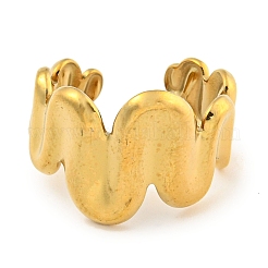 Ionenplattierung (IP) Welle 304 Edelstahl offene Manschette Fingerringe für Frauen&nbsp;RJEW-P114-01G