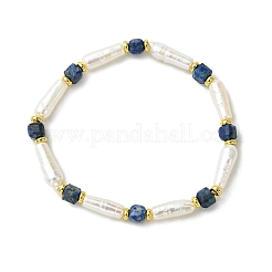 Braccialetti con perline di lapislazzuli naturale e perle coltivate d'acqua dolce&nbsp;BJEW-JB14045-04