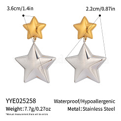 Pendientes colgantes de acero inoxidable 304 de dos tonos&nbsp;PC0327-3