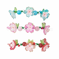 3 bracelet tressé en perles acryliques florales pour femmes&nbsp;BJEW-MZ00184