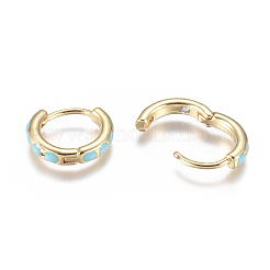 Orecchini a cerchio huggie in ottone placcato oro&nbsp;EJEW-L231-27G