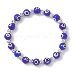 Pulseras elásticas de cuentas redondas de lampwork con ojo malvado hechas a mano para mujer&nbsp;BJEW-JB13381