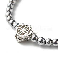 Braccialetto elasticizzato in ematite sintetica non magnetica power power per uomo donna&nbsp;BJEW-JB06797-02