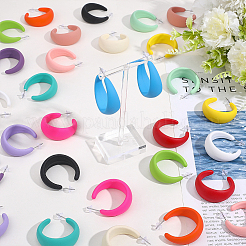 15 Paar 15 Farben Acryl C-förmige Ohrstecker&nbsp;EJEW-WR0001-012