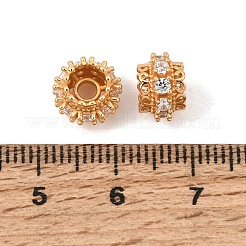 925 perle d'espacement en argent sterling pavée de zirconiums cubiques transparents&nbsp;SE-CBAF1B2-04G