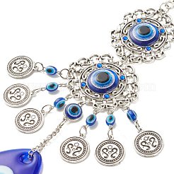 Lágrima vidrio azul turco mal de ojo colgante decoración&nbsp;HJEW-I008-03AS