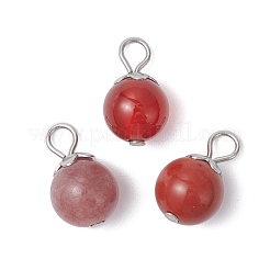 21 Stück 21 Stile natürliche & synthetische gemischte Edelsteine runde Charms&nbsp;PALLOY-JF04619-02