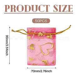 50 Organzabeutel mit Herzaufdruck&nbsp;OP-TADJ0001-01G