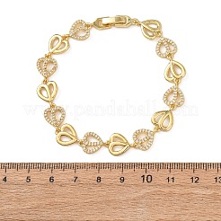 Armbänder aus Messing mit Mikropavé-Fassung und klaren Zirkonia in Herzform für Damen&nbsp;BJEW-F530-07G