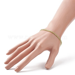 Pulsera elástica con cuentas de cubo de peridoto natural para mujer&nbsp;BJEW-JB08975-05