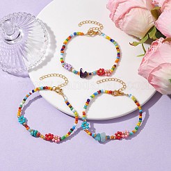 Set di braccialetti con perline miste naturali e sintetiche da 3 pezzi&nbsp;BJEW-JB10174