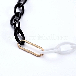 Personalisierte zweifarbige abs kunststoff kabelkette halsketten&nbsp;X-NJEW-JN02825-01