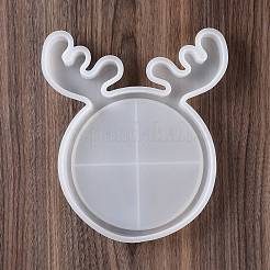 Moldes de silicona de silueta de bandeja de exhibición de astas de Navidad diy&nbsp;DIY-G058-D01
