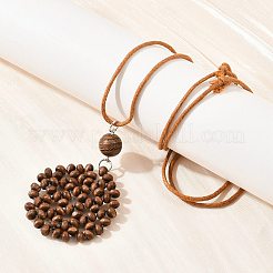 Boho-Halsketten mit Anhänger aus gewebten Holzperlen&nbsp;WD-CBA76F6-01B