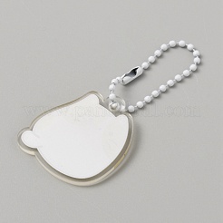 Cartone animato simpatico gatto animale decorazione pendente in acrilico con catena a sfere di ferro&nbsp;KEYC-WH0036-33E