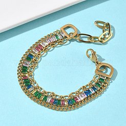 Bracelets à double chaîne en acier inoxydable 304 et verre pour femmes&nbsp;BJEW-F540-10G
