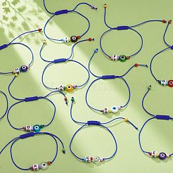 26pcs 26 lettera iniziale di stile a ~ z set di braccialetti di perline intrecciate a lume in acrilico e malocchio&nbsp;BJEW-JB08659