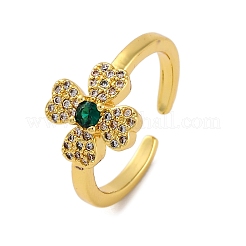 Gestellplattierung Messing Mikropflaster Zirkonia Manschettenfingerringe für Frauen&nbsp;RJEW-M028-96B-G