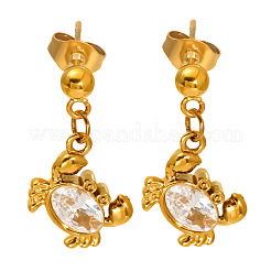 Pendientes colgantes de acero inoxidable 304 con circonitas cúbicas transparentes para mujer.&nbsp;WG7B930-03