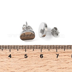 Orecchini a bottone in acciaio inossidabile 304&nbsp;EJEW-L309-01C-P