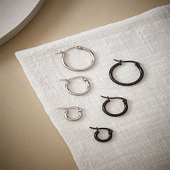 6 Paar Creolen aus Edelstahl in 6 Stilen für Damen.&nbsp;EJEW-LP0001-41