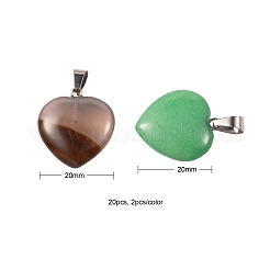 20 stücke 10 stil herz natürliche edelstein anhänger&nbsp;G-LS0002-16