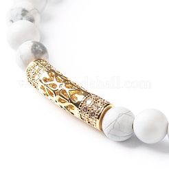 Set di bracciali elastici con perline rotonde di howlite naturale&nbsp;BJEW-JB06980-01