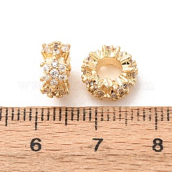 Messing Micro Pave klare Zirkonia europäische Perlen&nbsp;LS-KK-F942-11G