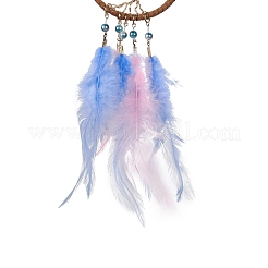 Toile/filet tissé en fer avec des décorations de pendentifs en plumes&nbsp;AJEW-B017-20