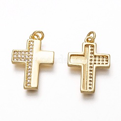 Pendenti in zirconi cubici trasparenti in micro pavè di ottone&nbsp;ZIRC-B002-20G