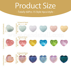 60 Stück 15 Stile transparente und undurchsichtige Harz-Cabochons&nbsp;CRES-CD0001-06