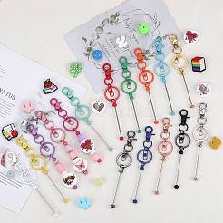 16 Stück 16-Farben-Legierung Beadable Bar Schlüsselanhänger für DIY Handwerk Schmuckherstellung&nbsp;KEYC-SZ0001-20