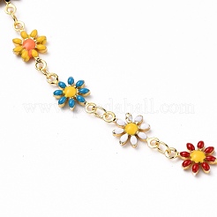 Colliers chaîne à maillons en émail fleur en laiton doré&nbsp;X-NJEW-JN03171-01
