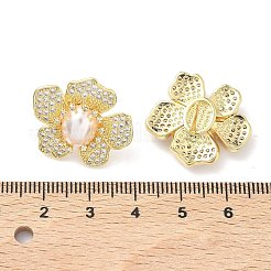 Ohrstecker aus Messing mit Mikropflaster und klarem Zirkonia in Blumenform&nbsp;EJEW-P336-01G
