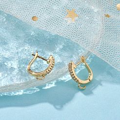 Boucles d'oreilles créoles en laiton avec pavé de zircon cubique transparent&nbsp;ZIRC-YW0001-08G