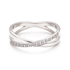Fingerring mit gekreuzten Fingern aus klarem Zirkonia&nbsp;RJEW-F122-04-P