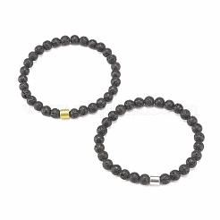 2 pièces 2 couleurs hématite synthétique et pierre de lave naturelle ensemble de bracelets extensibles perlés&nbsp;BJEW-JB08067