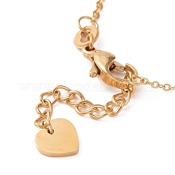 Bracciale a maglie a cuore in acciaio inossidabile 304 con placcatura ionica (ip) e ciondoli in perline di vetro per donna&nbsp;STAS-E154-06G
