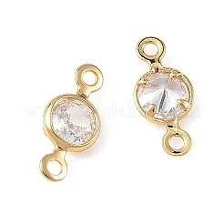 Ciondoli connettori piatti e rotondi in ottone con pavé di zirconi cubici Shegrace&nbsp;XGRQ2O341-442A-G