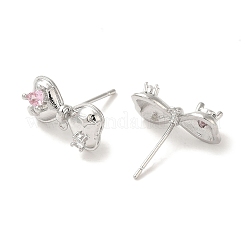 Ohrstecker aus Messing mit Mikropflaster und Zirkonia links und rechts&nbsp;KK-K371-10P