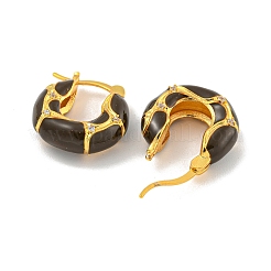 Orecchino a cerchio con micro pavé di ottone placcato a cremagliera con zirconi trasparenti&nbsp;EJEW-C102-42G-02