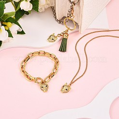 5pcs pendentifs en laiton micro pavé de zircone cubique clair et vert&nbsp;ZIRC-SZ0003-18