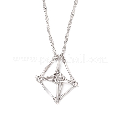 Collane con catena di Singapore con ciondolo a sacchetto vuoto in macramè in acciaio inossidabile 304&nbsp;NJEW-JN05285-01