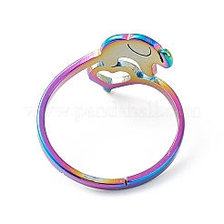 Placcatura ionica (ip) 201 anello regolabile in acciaio inossidabile a forma di elefante con cuore per donna&nbsp;RJEW-K238-07M